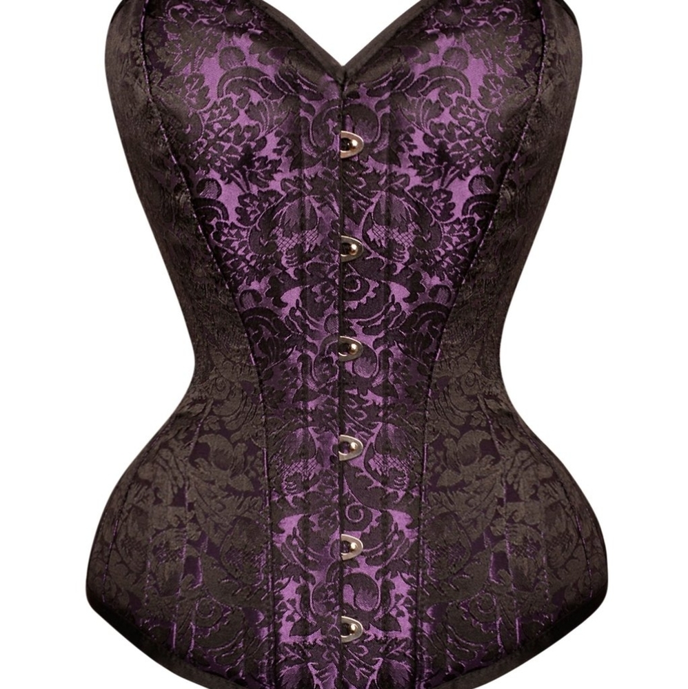 Purple and Black Brocade Corset